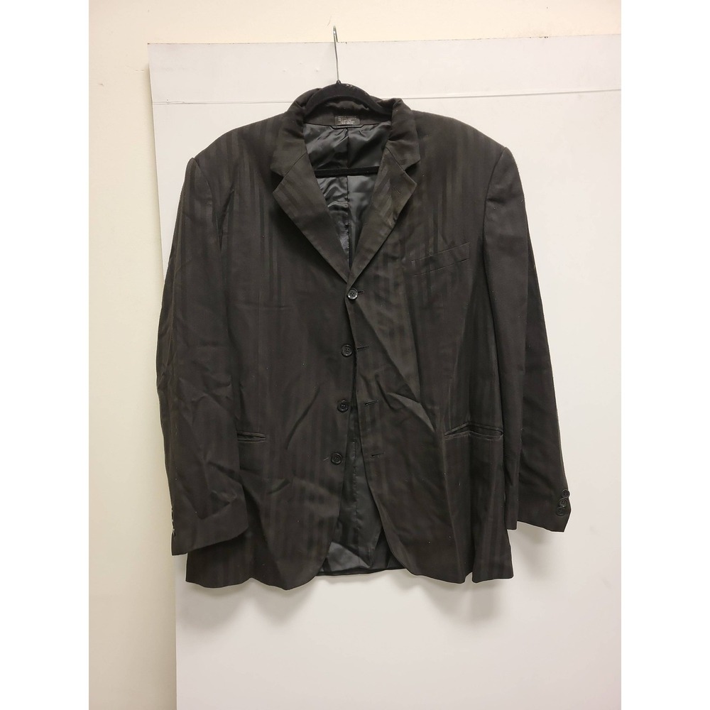 SoHo Collection‎ Mens Blazer 46R Black Striped Two Button Sport Coat Jacket